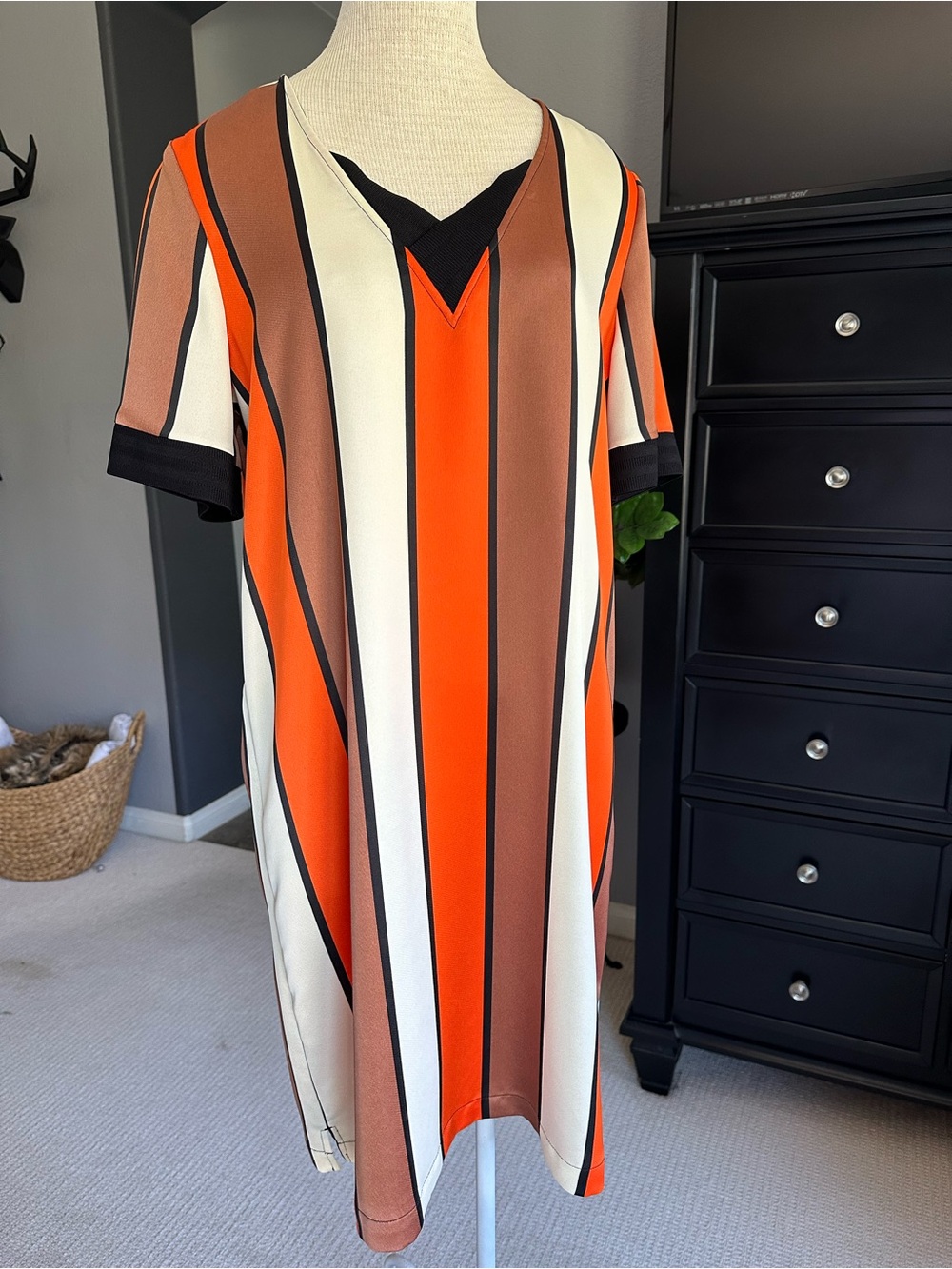 Scotch & Soda V-Neck Dress in Orange, Brown & Cream - Cleveland Browns! - Picture 1 of 15